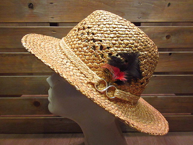 麦わら　過去 ビンテージ30's40's○J.C.PENNEY COストローハット7 1/8○200607n