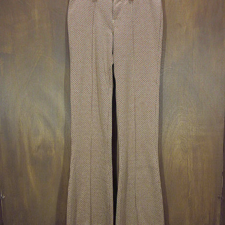 ビンテージ70’s●HANDLERレディース千鳥格子フレアパンツ実寸W66cm●240529j4-w-pnt-ot-W26古着ヒッピー総柄