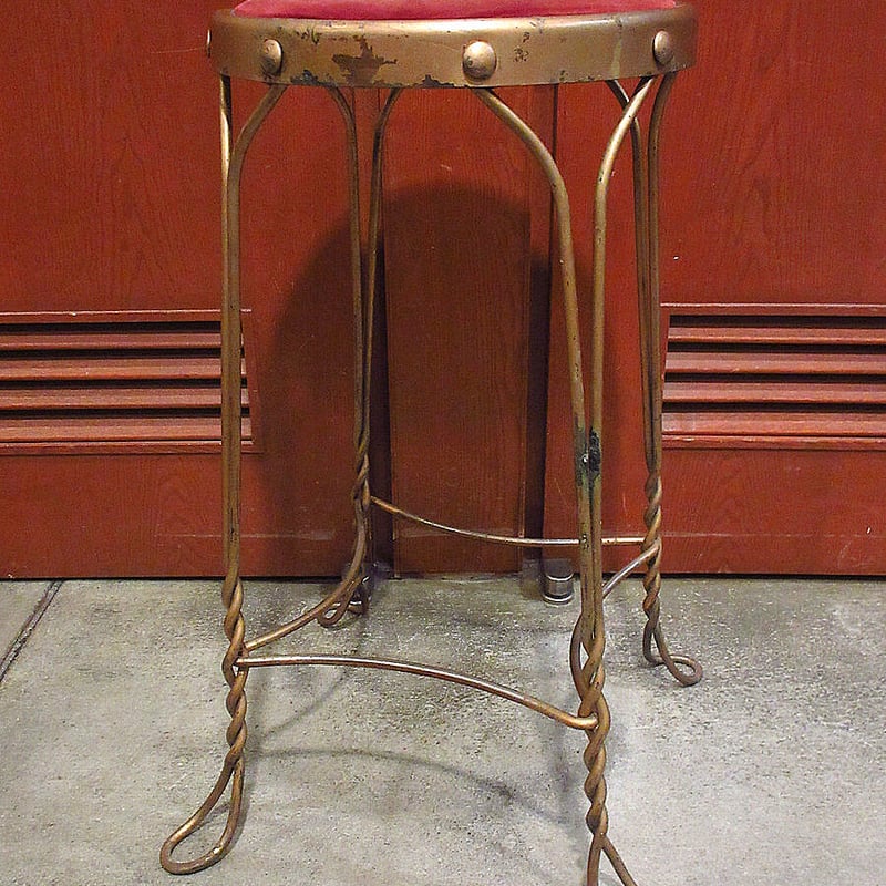 最終価格　アンティークチェア ビンテージ~20's○ベロア×メタルスツール○230122i8-chrチェア椅子