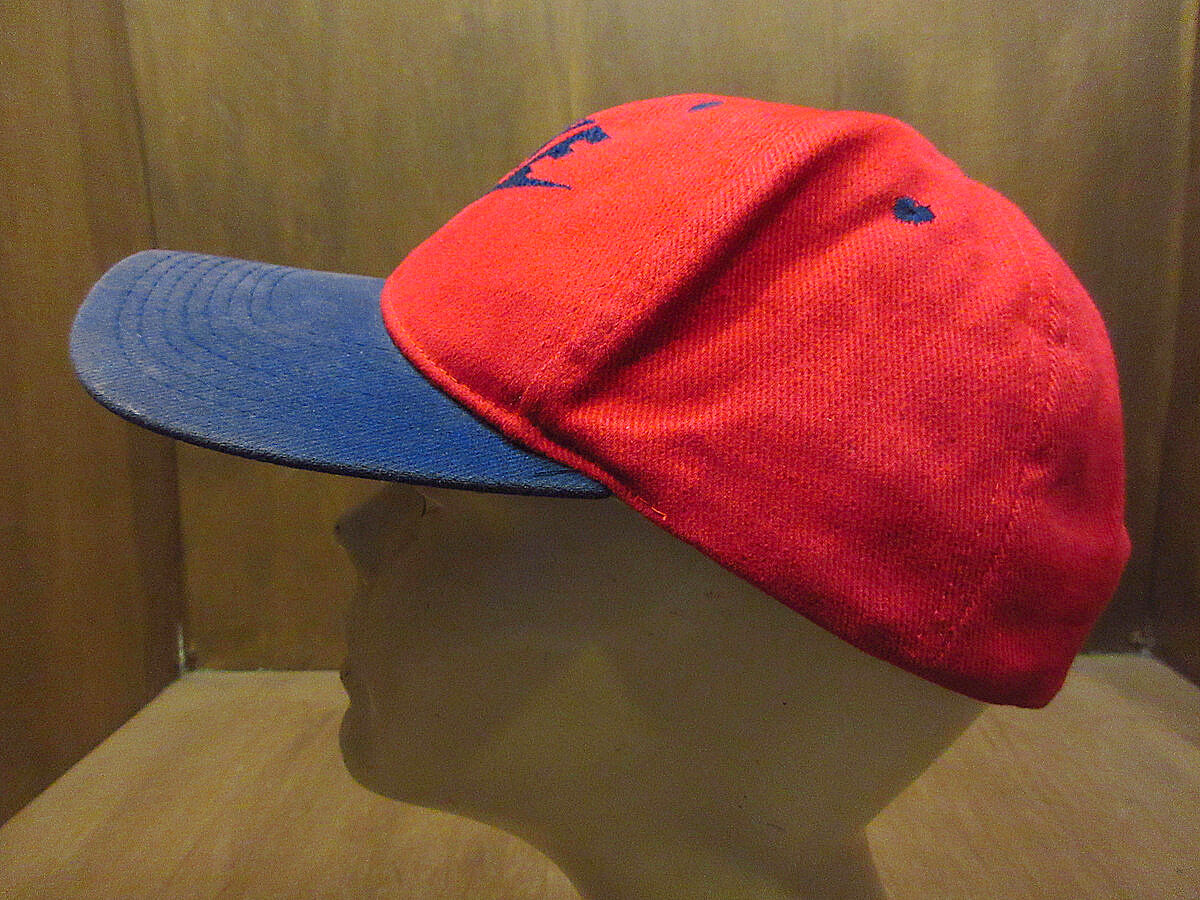 ビンテージ90's○NIKEツートンスナップバックキャップ赤×紺○211011i4