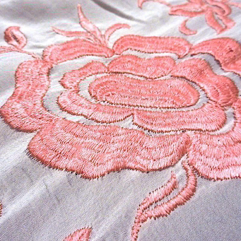 ビンテージ~50's○花刺繍入りシルクストール生成り○260210m4-scf