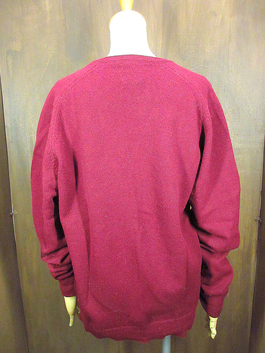 ビンテージ60's70's○Alan Paine Vネックセーターバーガンディ