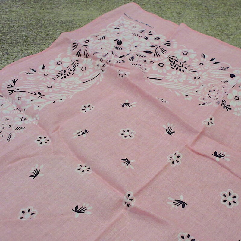 ビンテージ70's○FAST COLORコットン花柄バンダナピンク○230103r1-bnd