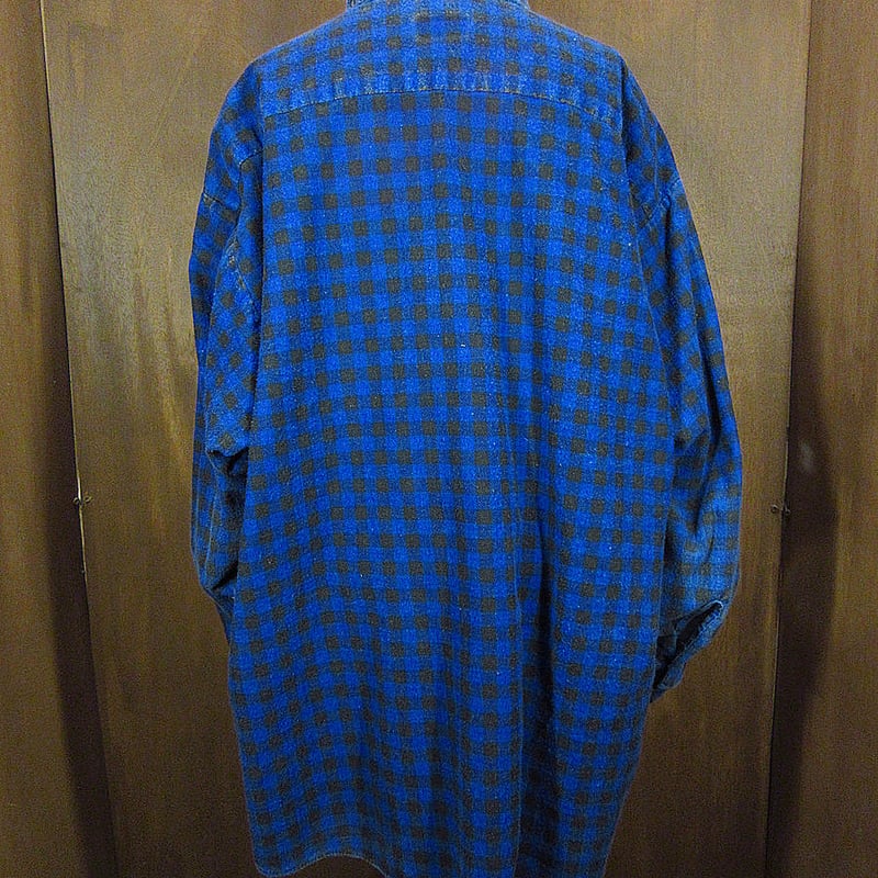 ビンテージ90's○puritanチェックプリントネルシャツ青×黒size ビンテージ90's○puritanチェックプリントネルシャツ青×黒size
