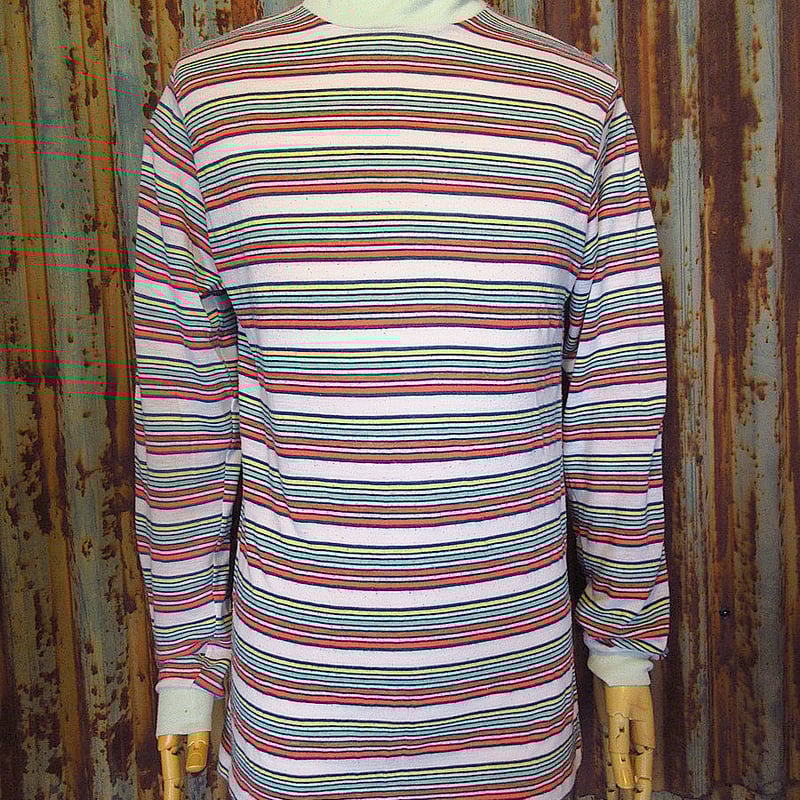ビンテージ70's○マルチボーダータートルネックTシャツsize L ビンテージ70's○マルチボーダータートルネックTシャツsize L