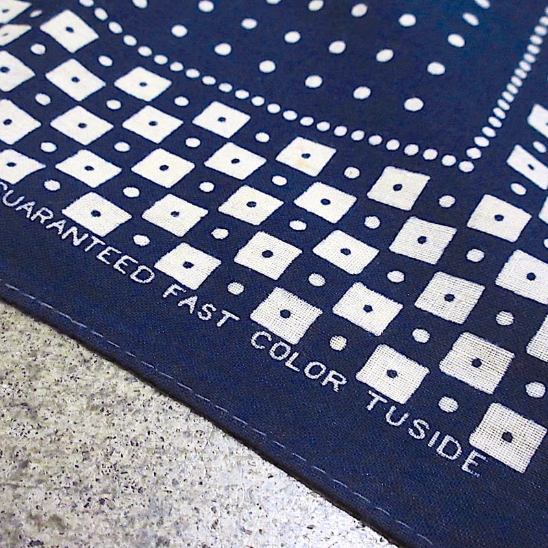 ビンテージ40's50's○FAST COLORドット柄コットンバンダナ紺○260217m7-