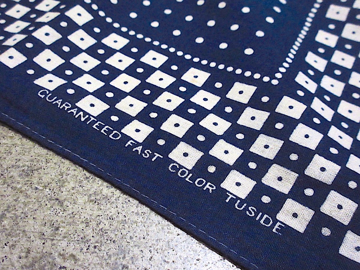 ビンテージ40's50's○FAST COLORドット柄コットンバンダナ紺○260217m7-