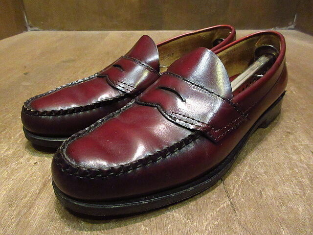 ビンテージ○G.H.BASS&CO.ペニーローファー赤茶9 1/2 B○210112n5-m-