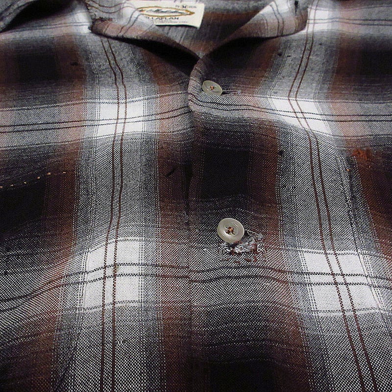 ビンテージ60's○Manhattanシャドーチェックレーヨンシャツsize ビンテージ60's○Manhattanシャドーチェックレーヨンシャツsize