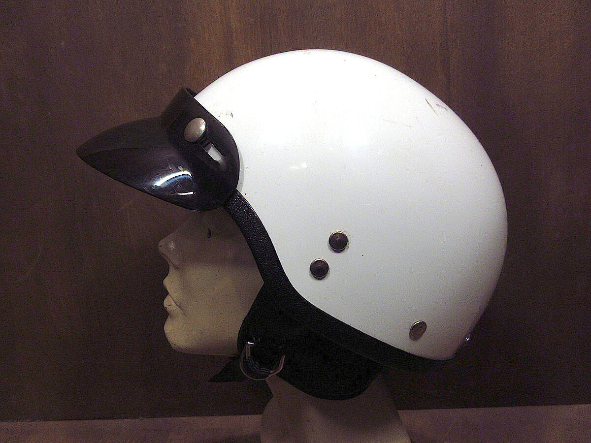ブ*ズ様 ビンテージ ハーレー 60's70's ジェットヘルメット 白 ビンテージ60's70's○PREMIERバイザー付きハーフヘルメット白size L