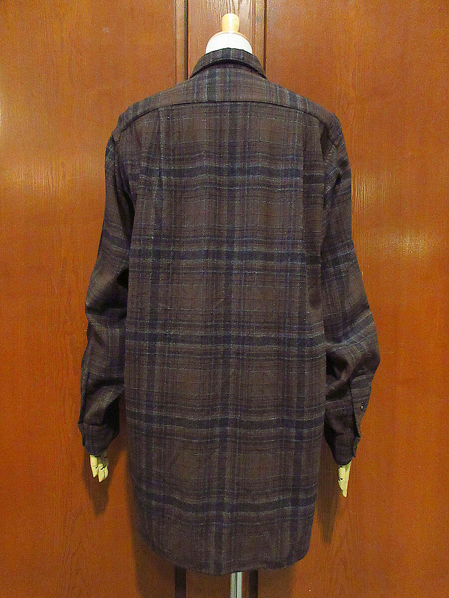 ビンテージ50's60's○PENDLETONチェックウールシャツ茶size 16