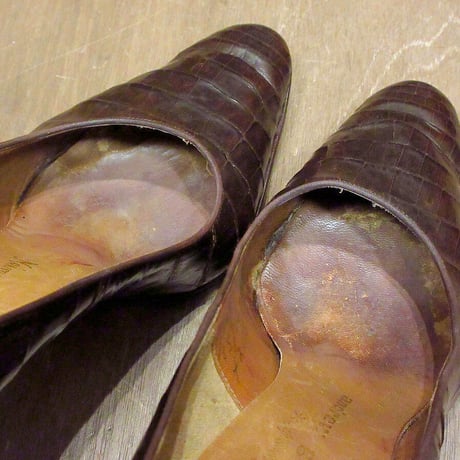 ビンテージ40's●リザードスキンヒール Size 7 1/2 AA●210313n3-w-pmp-245cm パンプスレディースシューズレトロ靴