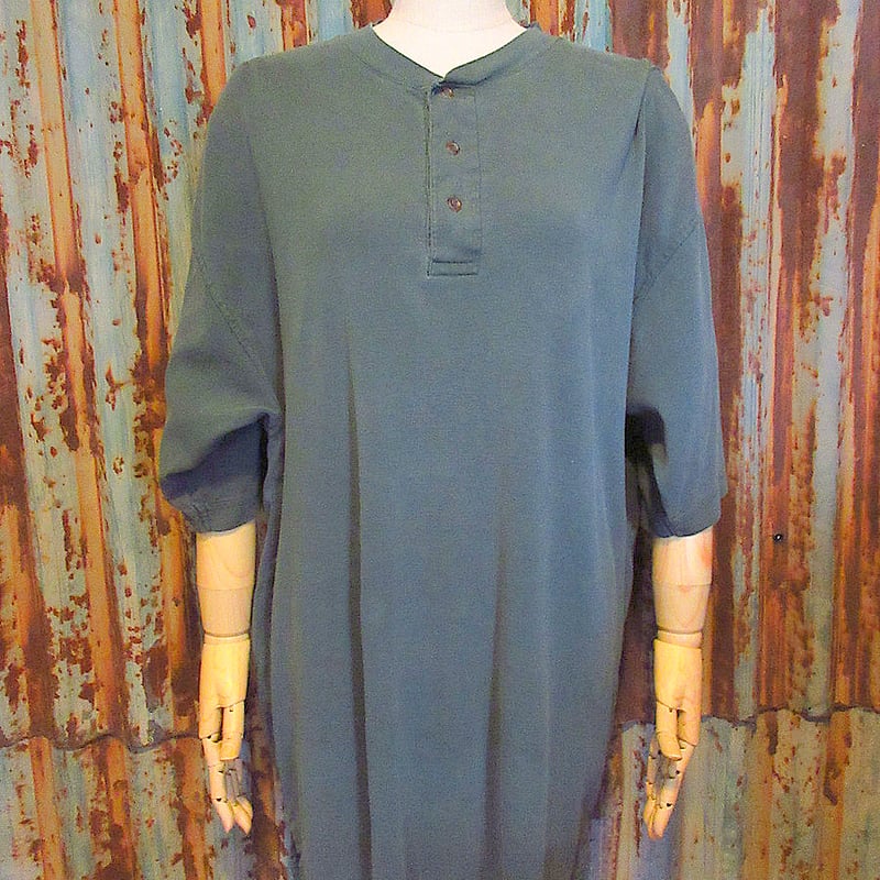 ビンテージ90's○GANTヘンリーネック半袖Tシャツsize L/G○250606j4-m-