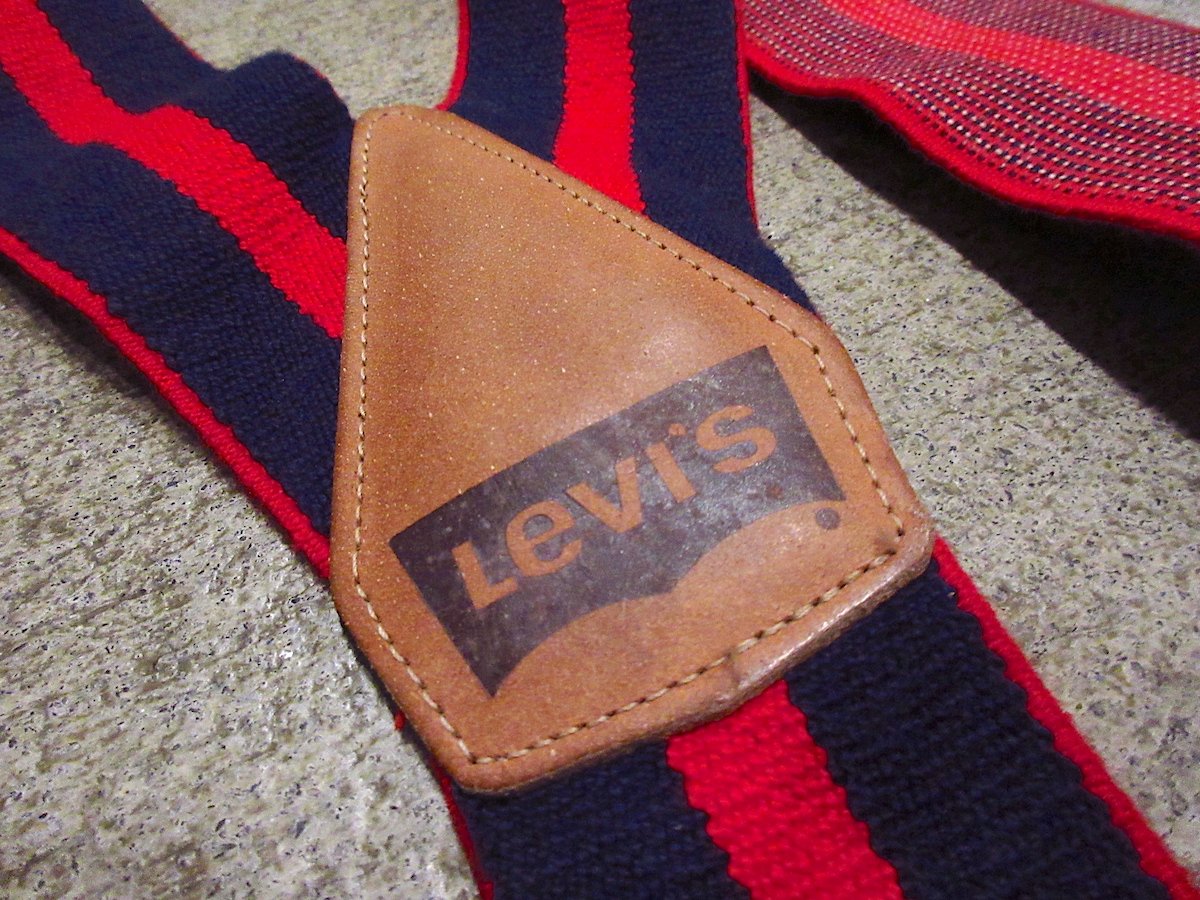 ビンテージ○Levi'sストライプボタン留めサスペンダー○240225m4 ビンテージ○Levi'sストライプボタン留めサスペンダー○240225m4