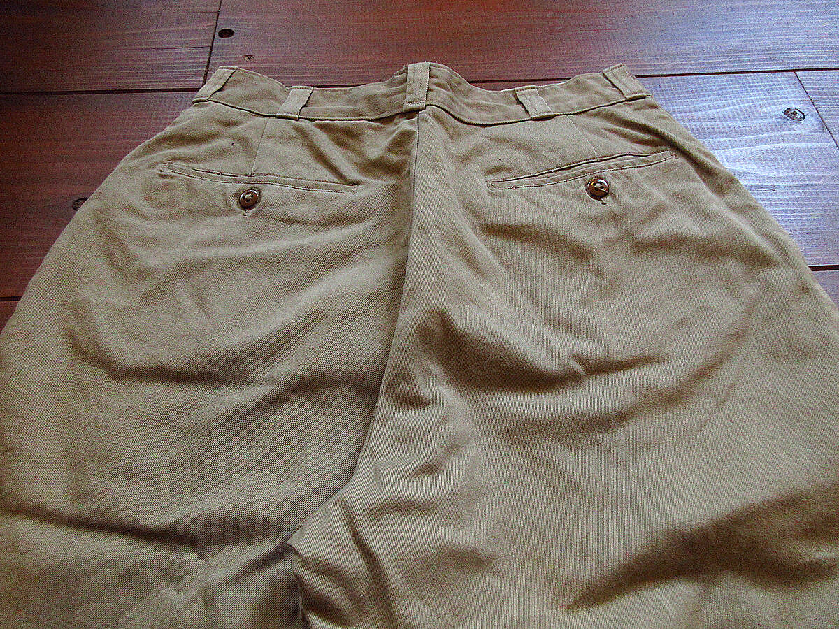 50s 米軍 実物 M-50 チノパンツ ボタンフライ ヴィンテージ W76cm 50S 米軍 実物 USMC ボタンフライ ダブルステッチ チノ トラウザー