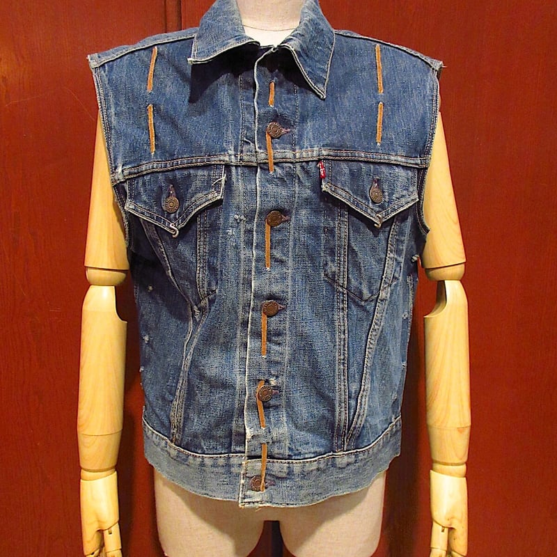 60's Levi's 557 BIG E 3rd カットオフ　デニムベスト ビンテージ60's○Levi's 557デニムカットオフデニムベストカスタムBIG