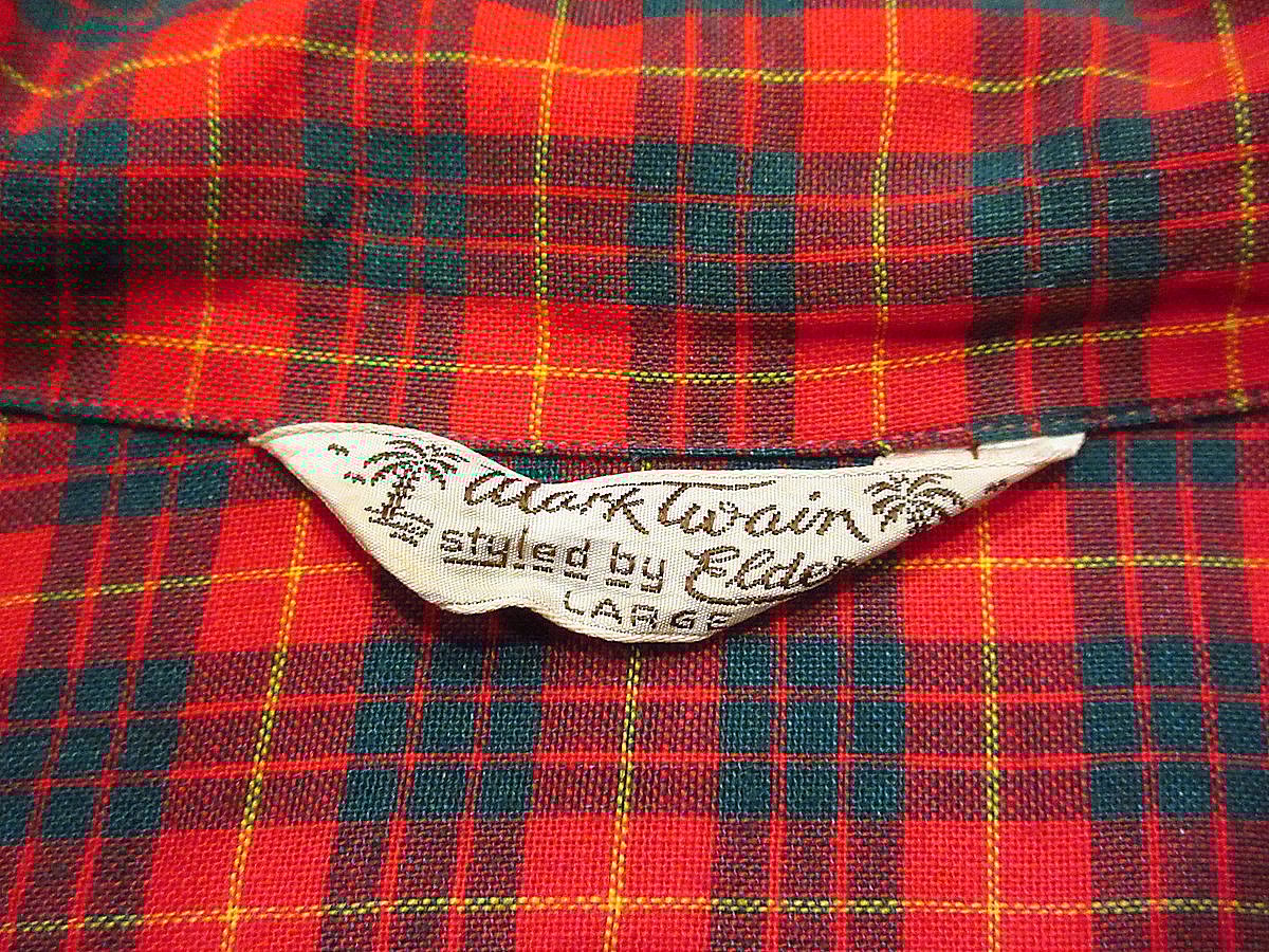 40s レーヨンシャツ 2トーン ヴィンテージ チェック 40's〜50's Mark Twain Rayon Open Collar Shirt M / マークトウェイン