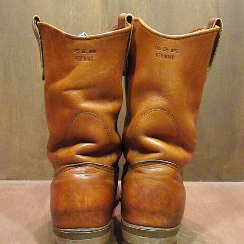 ビンテージ70's80's○RED WING プリント羽根タグペコスブーツ茶