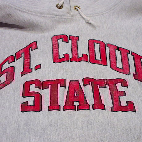 ビンテージ80's●ChampionトリコタグST. CLOUD STATEスウェットパーカ霜降りグレーsize L●221104r6-m-swp古着パーカーフーディー