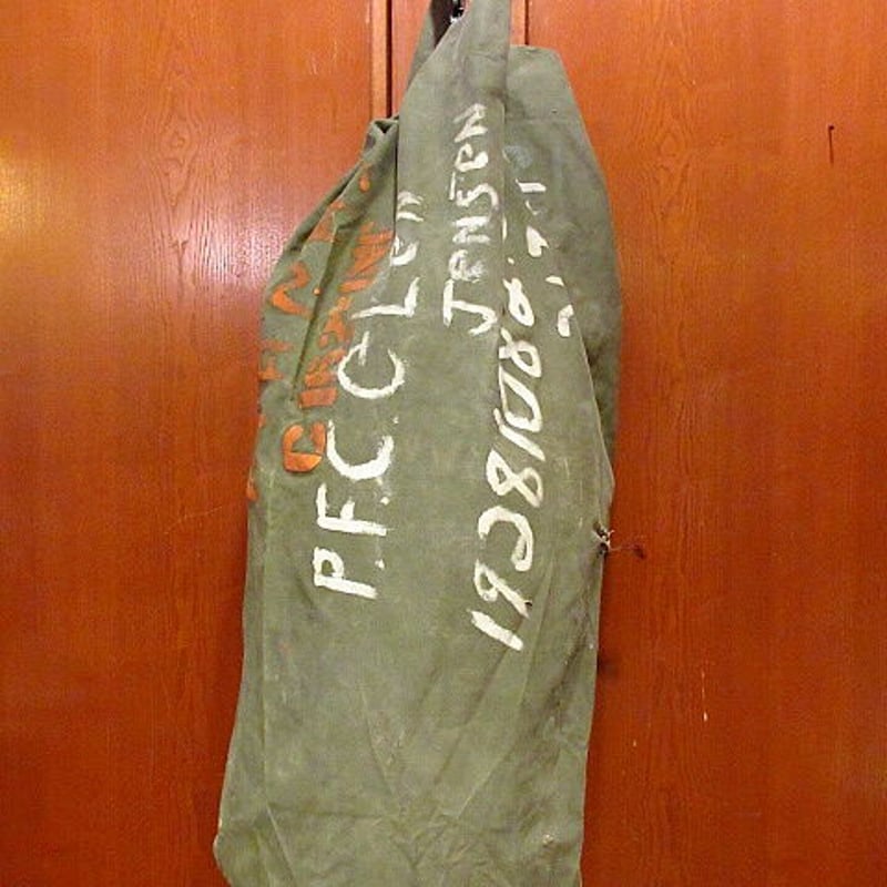 ビンテージ40's○ミリタリーステンシル&ハンドペイント入りダッフル