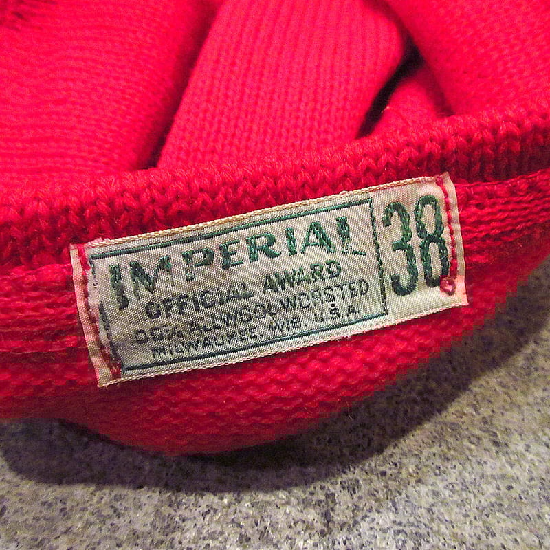 ビンテージ40's○IMPERIALライン入りボートネックウールセーター赤size