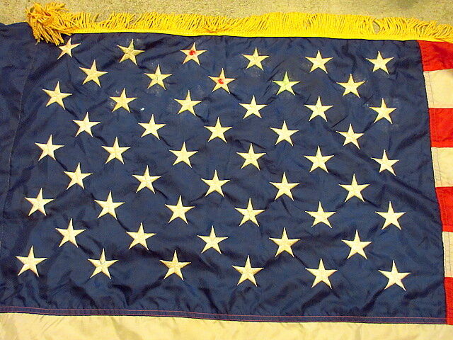 ビンテージ○フリンジ付き50星アメリカ星条旗 87cm×163cm○201023s7
