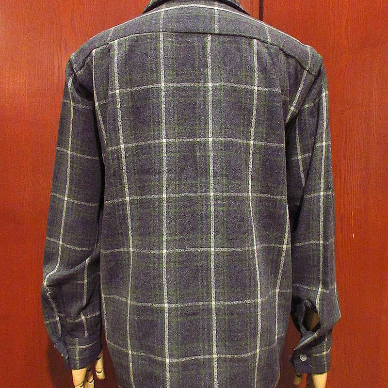 ビンテージ60's○B. ALTMAN & CO.チェックウールループカラーシャツ