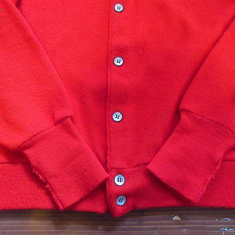 ビンテージ80's90's○LACOSTEアクリルカーディガン赤size L○250302k3