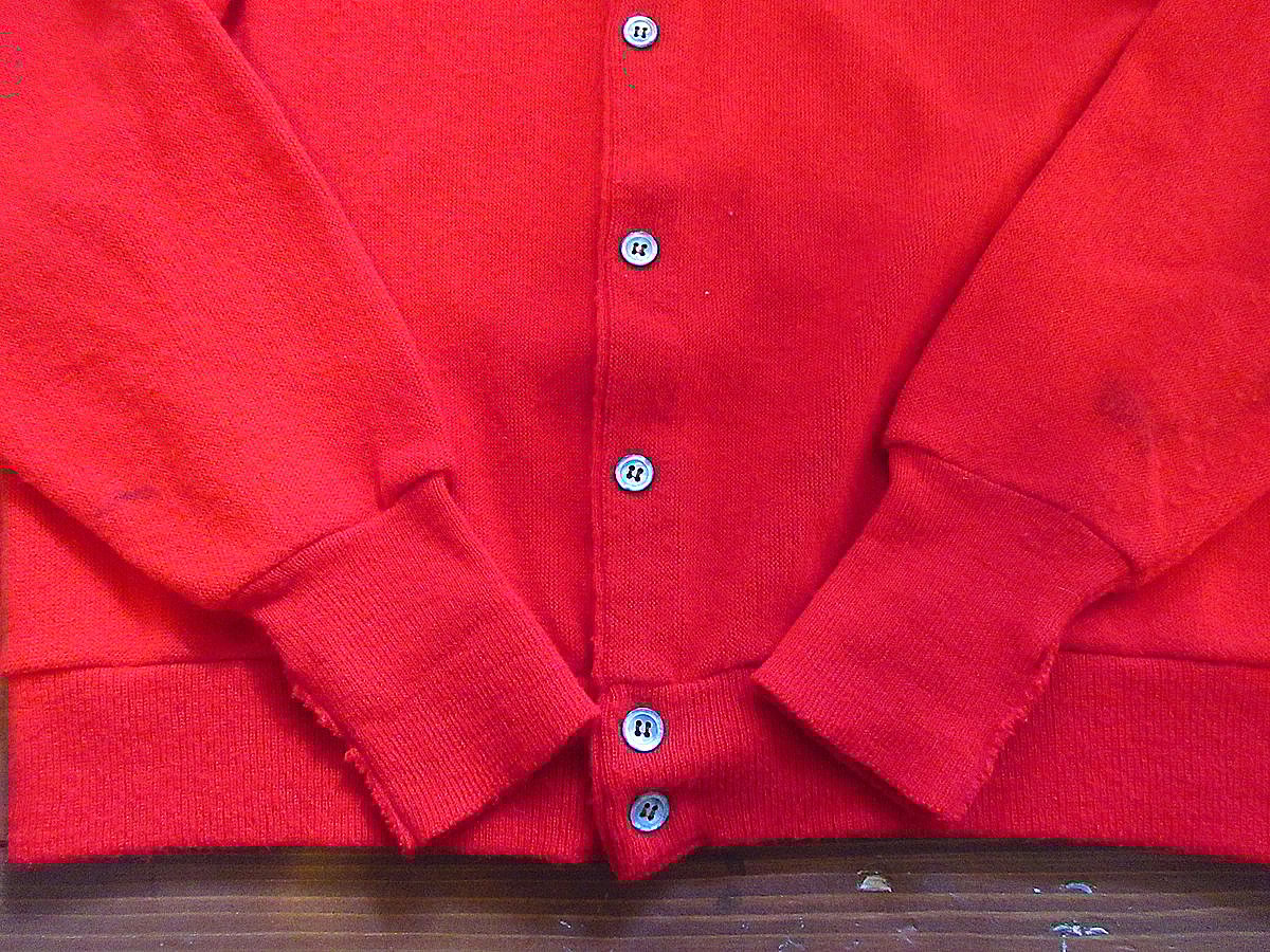ビンテージ80's90's○LACOSTEアクリルカーディガン赤size L