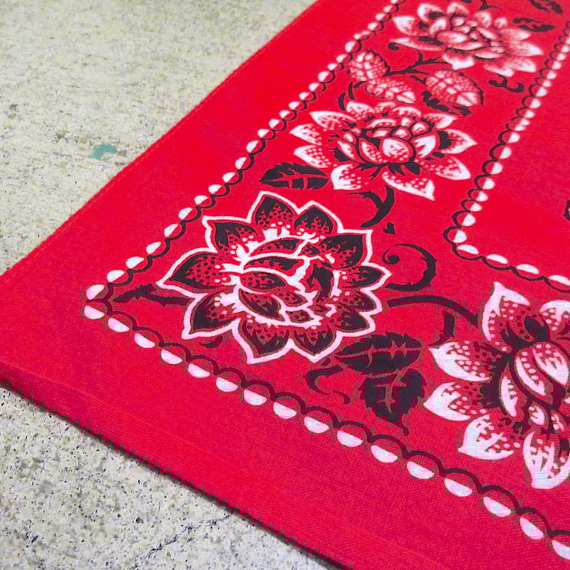 ビンテージ40's○FAST COLOR下鼻象マークコットンバンダナ赤○260204m6