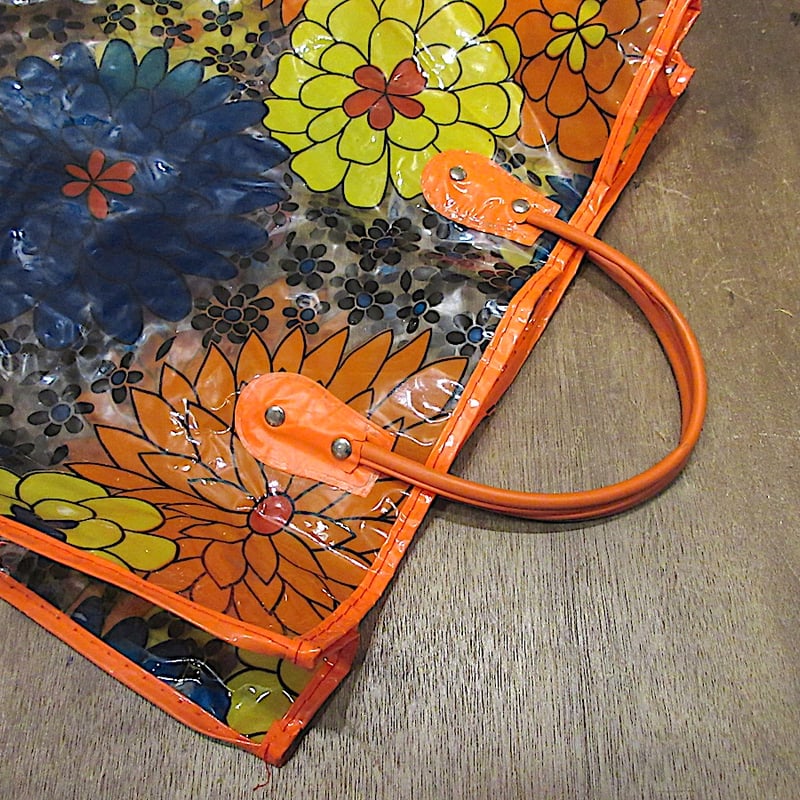 ビンテージ70's○レトロフラワービーチバッグ○250822z6-bag-ot花柄
