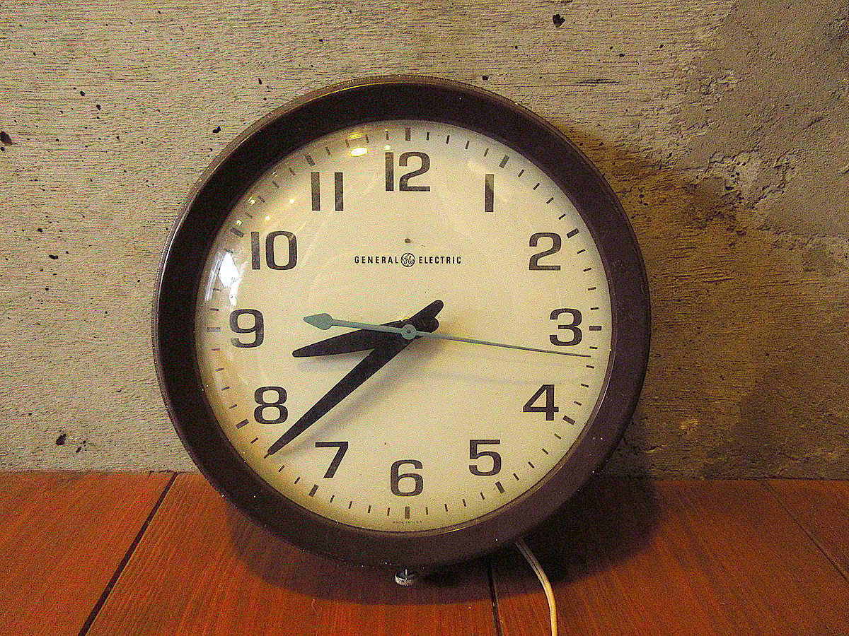 ビンテージ○GENERAL ELECTRIC 2008Aスクールクロック茶○231219k6-