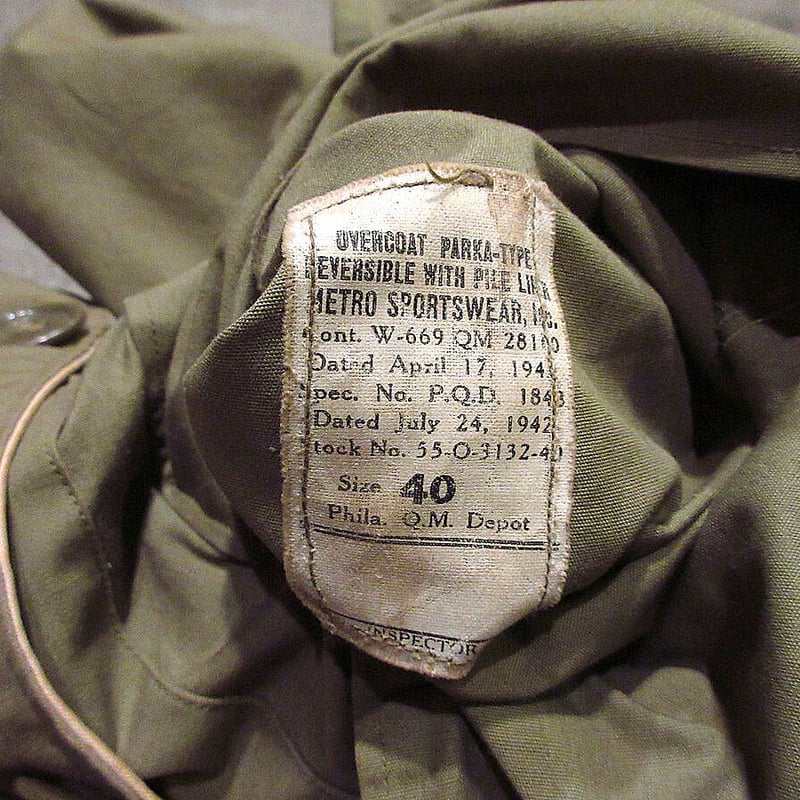 ビンテージ40's○U.S.ARMY山岳部隊リバーシブルスノーパーカsize 40