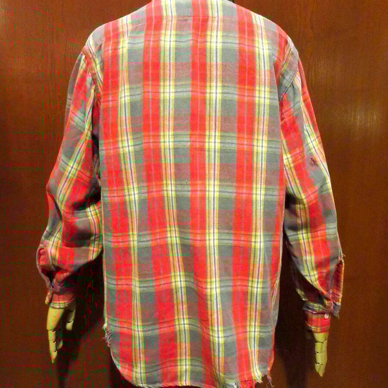 BIG MAC 60's ヘビーネルシャツ 単色タグ 赤チェック Lサイズ 60年代 60s ビッグマック ストアブランド 長袖 赤 コットン