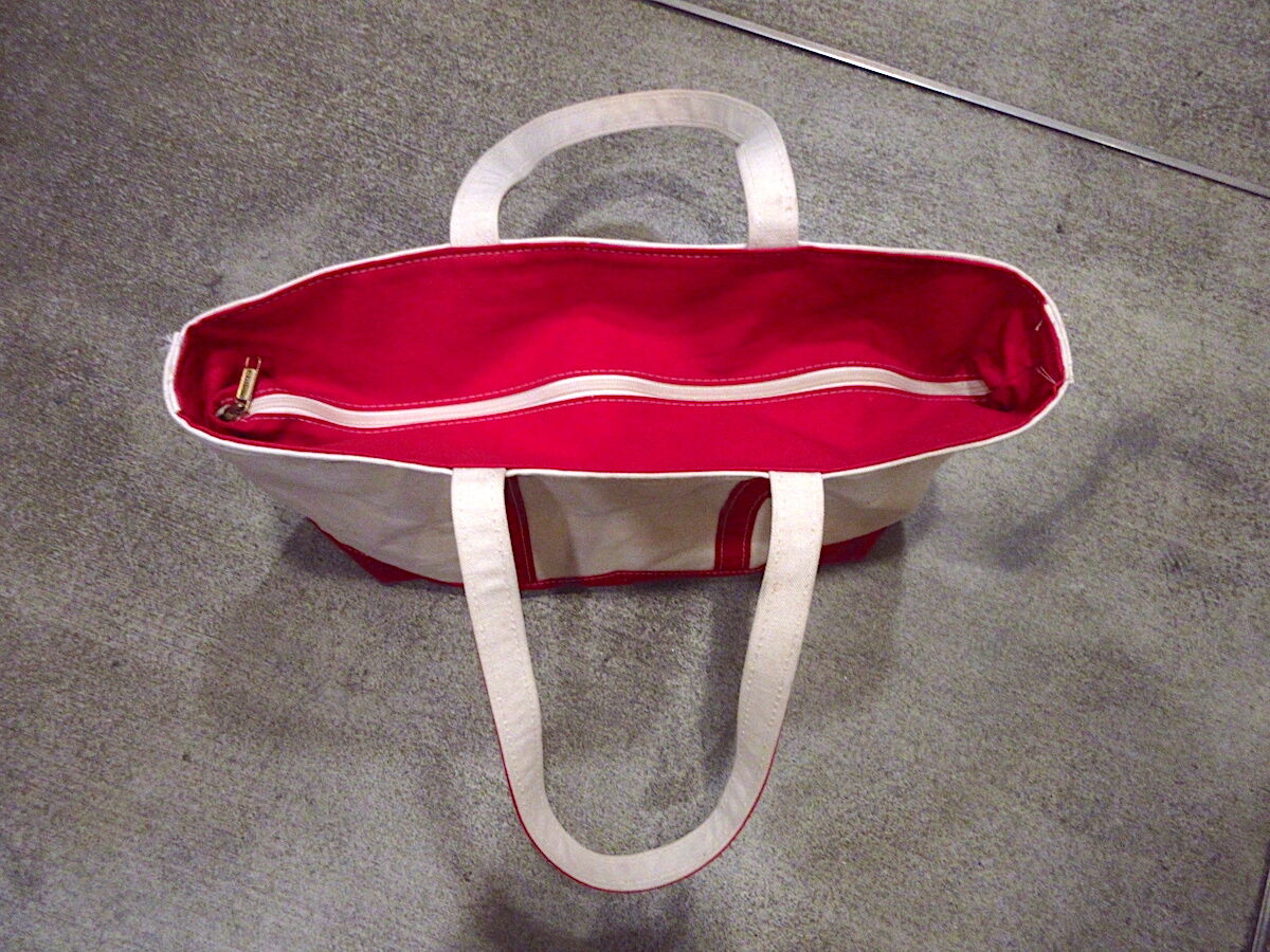 LL Bean ヴィンテージバック ビンテージ○L.L.Beanジッパー付きキャンバストートバッグ生成り