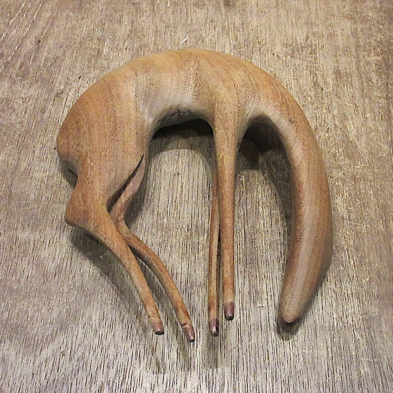 ビンテージ○ミッドセンチュリー鹿モチーフウッドオブジェ○250816n6