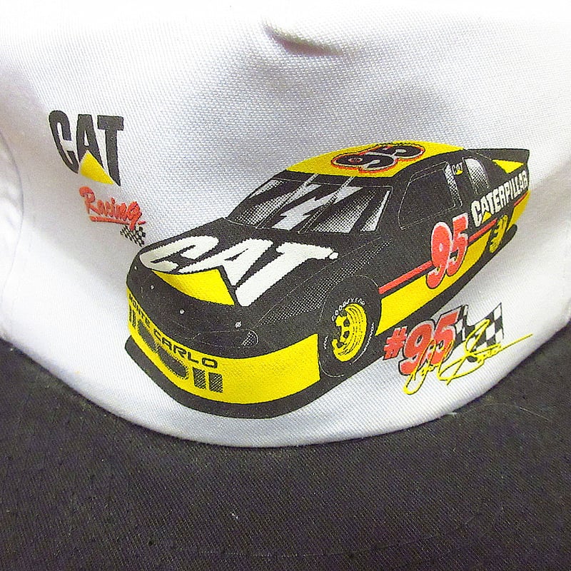 ビンテージ90's○CAT Racingスナップバックキャップ白×黒 ビンテージ90's○CAT Racingスナップバックキャップ白×黒