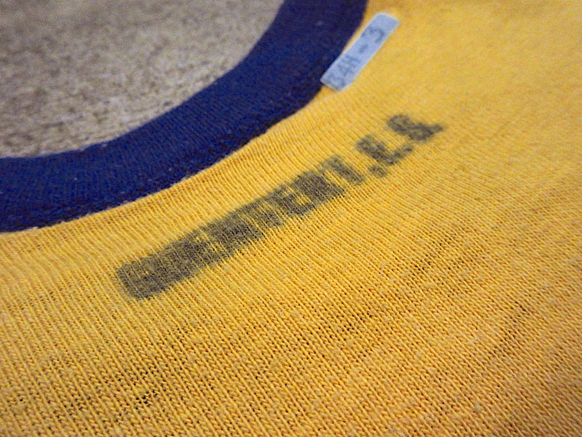 ビンテージ　ダブルフェイスtシャツ フェードネイビー✖イエロー好配色 ビンテージ ダブルフェイスtシャツ フェードネイビー✖イエロー好配色