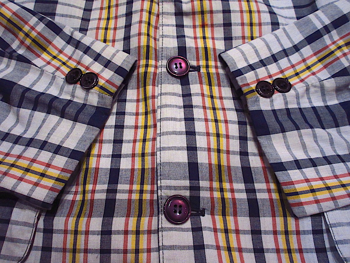 売切セール！ StileLatino マドラスチェックジャケット ビンテージ60's70's○マドラスチェック3Bテーラードジャケット