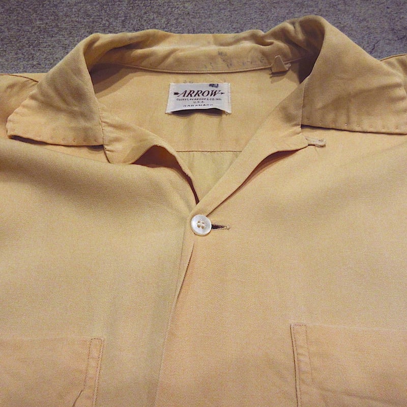 40s ライトイエロー ARROW Rayon 50s レーヨンシャツ 40s ライト