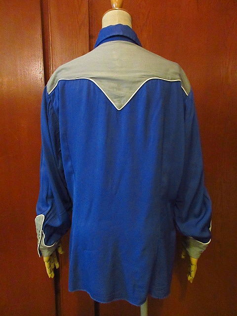 レアカラー 50s HBARC レーヨン ウエスタンシャツ M ターコイズブルー