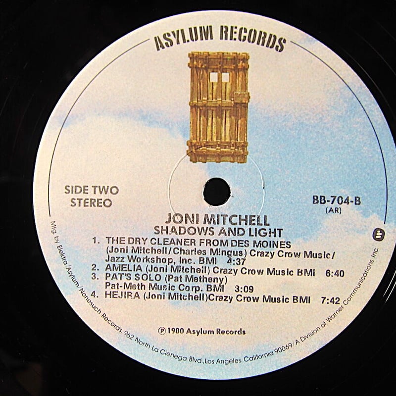 JONI MITCHELL○SHADOWS AND LIGHT 2枚組ASYLUM RECOR JONI MITCHELL○SHADOWS AND LIGHT 2枚組ASYLUM RECOR