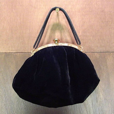 ビンテージ~50's●ベロアイブニングバッグ黒●200721n6-bag-hnd 40s1940s1950sパーティバッグハンドバッグレディース鞄