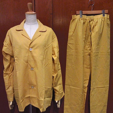 ビンテージ70's●DEADSTOCK LAWSON PREMANENT PRESSパジャマセットマスタードsize C●230922c6-m-pjm 1970sセットアップ