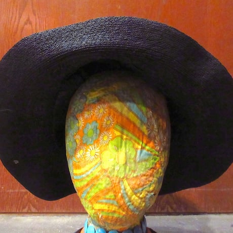 ビンテージ~40's●レディースストローハット黒●241125z5-w-ht-str麦わら帽子ブラック