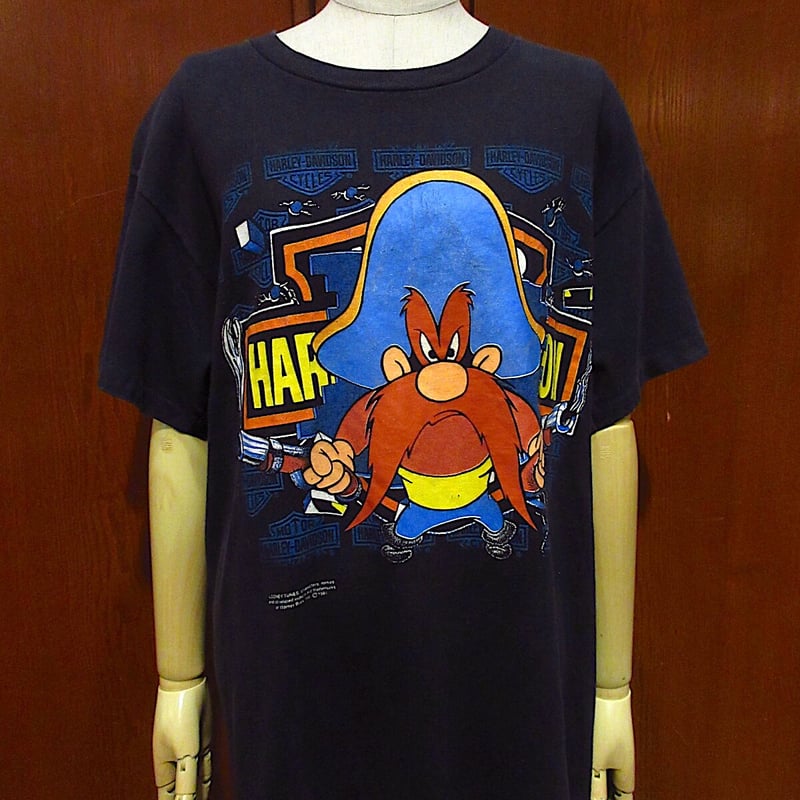 ビンテージ90's○HARLEY-DAVIDSON両面プリントコットンTシャツ黒size M