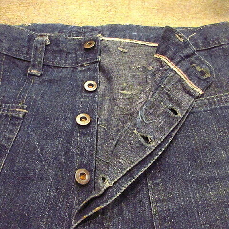 ビンテージ40's○U.S.NAVYドーナツボタンデニムセーラーパンツW74cm