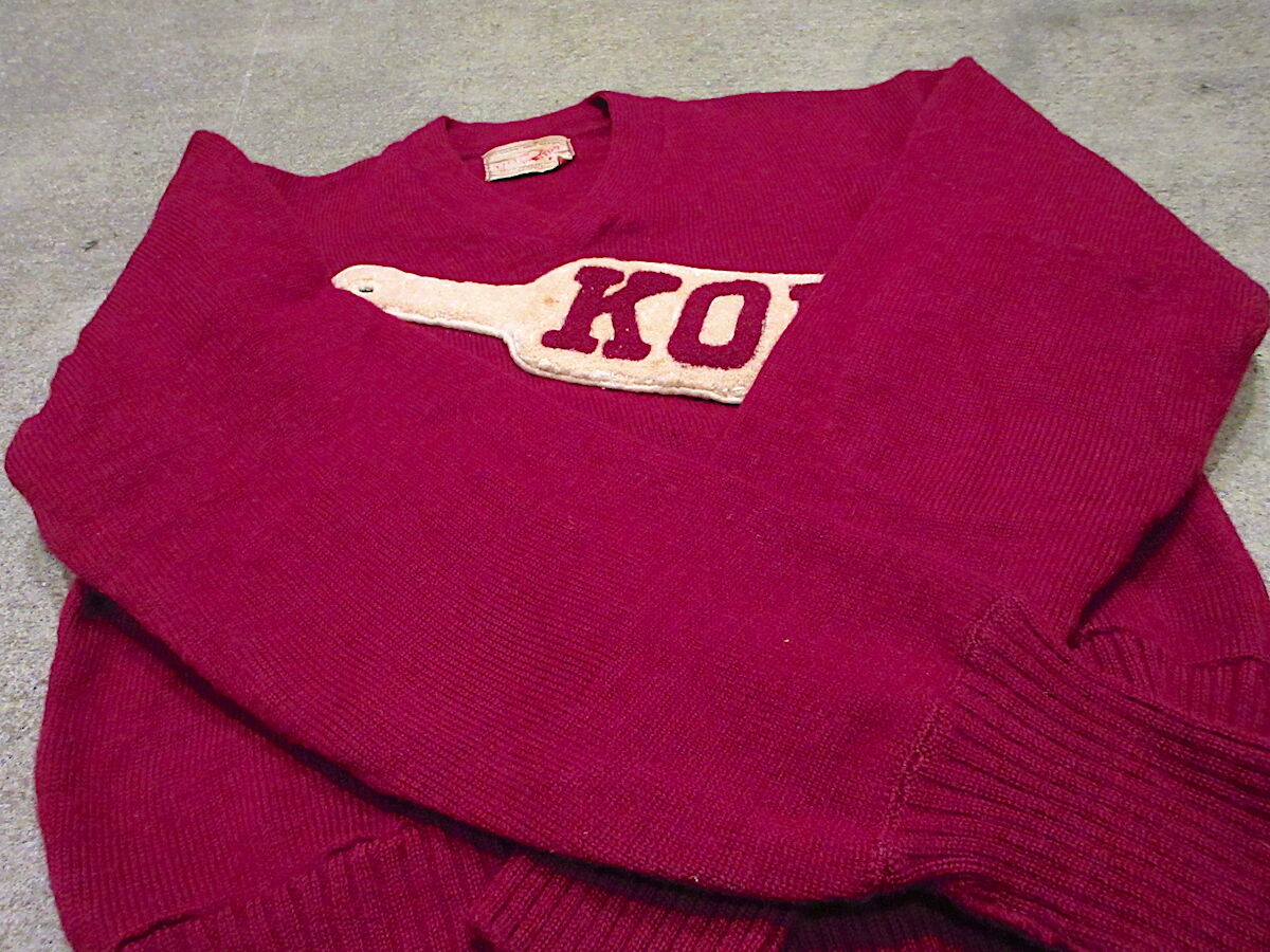 ビンテージ50's○LASLEY KNITTING Vネックレタードセーター○211219r3