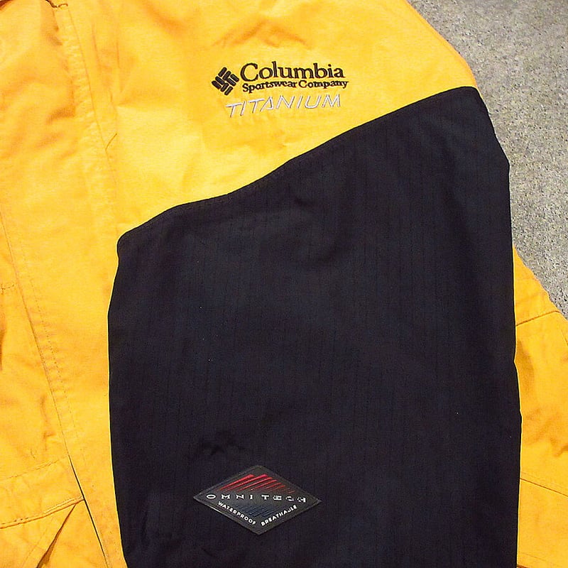Columbia TITANIUMマウンテンジャケット Mサイズ ビンテージ90's○Columbia TITANIUMマウンテンジャケット黄size S/M○