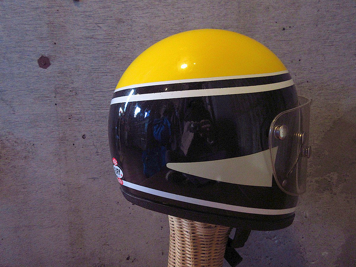 ビンテージ70's○DEADSTOCK FURY 500フルフェイスヘルメット白×黄色×黒